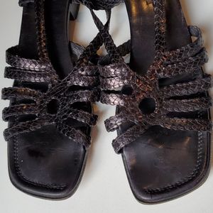 SESTO MEUCCI Italian leather weave sandal blk 9.5N